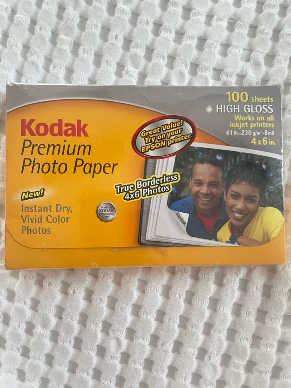 Kodak Premium Photo Paper High Gloss Borderless Instant Dry 100 sheets 4x6 inch
